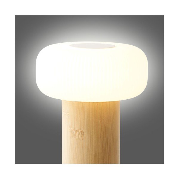 Biela/v prírodnej farbe bambusová stolová lampa s plastovým tienidlom (výška  18 cm) Stafford – House Nordic-image-3