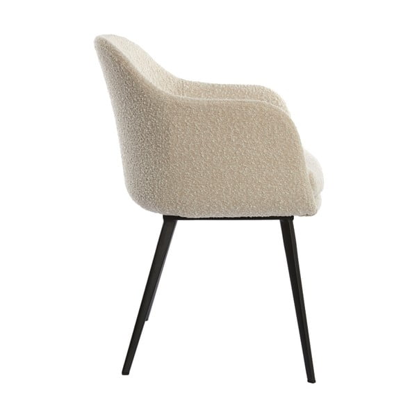 Krémovobiele čalúnené jedálenské kreslo s podrúčkami Leone – Light & Living-image-2