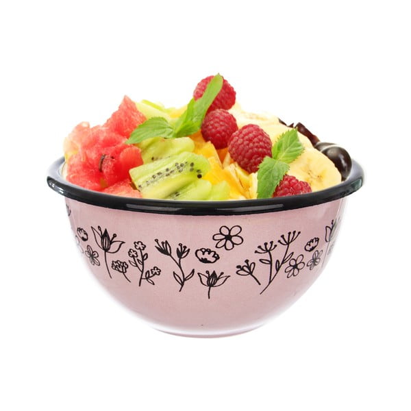 Ružová smaltovaná miska Orion Meadow, ø 12 cm-image-2