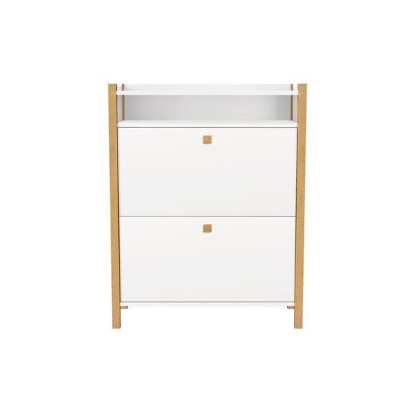 Biela skrinka na topánky s 2 výklopnými dvierkami Woodman Hannover-image-2
