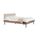 Čalúnená/z drevotriesky dvojlôžková posteľ v dekore orecha s roštom 200x200 cm v tmavo prírodnej farbe Streiko – noo.ma