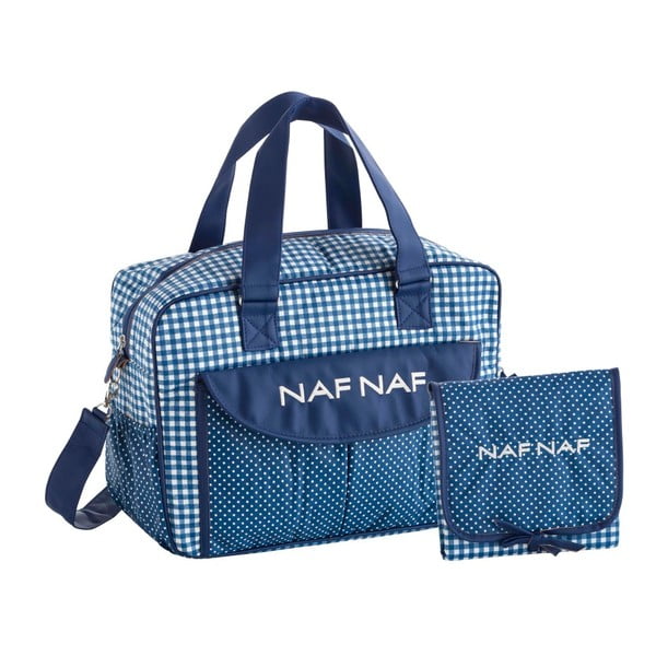 Set modrej tašky na kočiarik a prebalovacej podložky Naf Naf Vichy