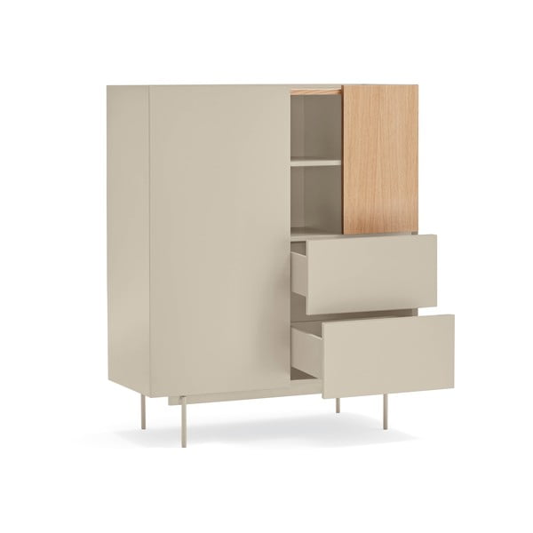 Vysoká komoda v dekore duba v béžovo-prírodnej farbe 100x120 cm Otto – Teulat-image-2