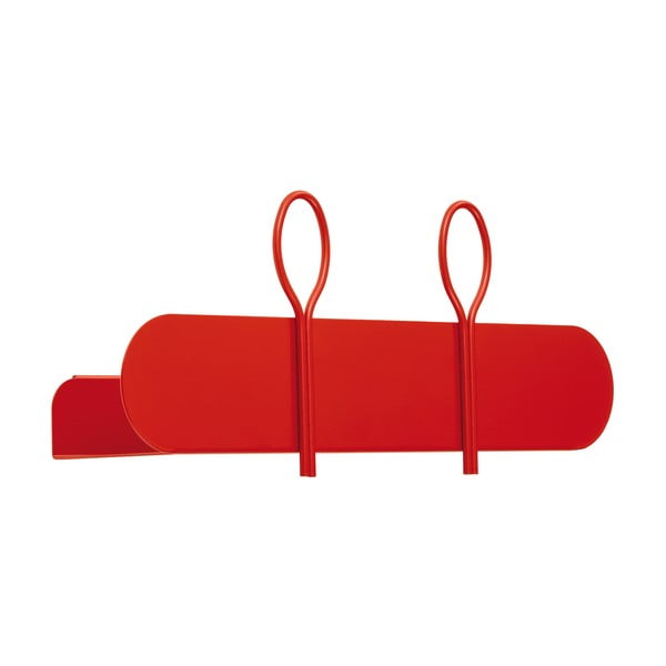 Červený nástenný vešiak s 2 háčikmi a poličkou MEME Design Balloon