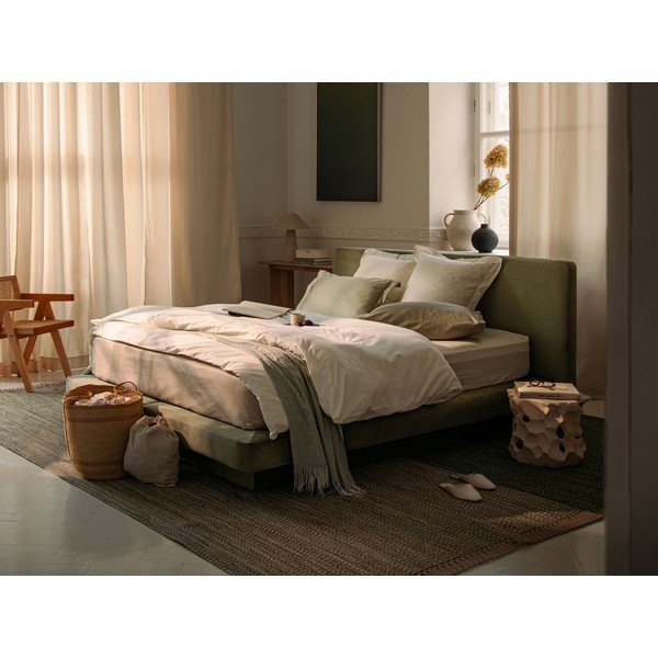 Svetlosivá čalúnená dvojlôžková posteľ 140x200 cm Linea – Micadoni -image-1