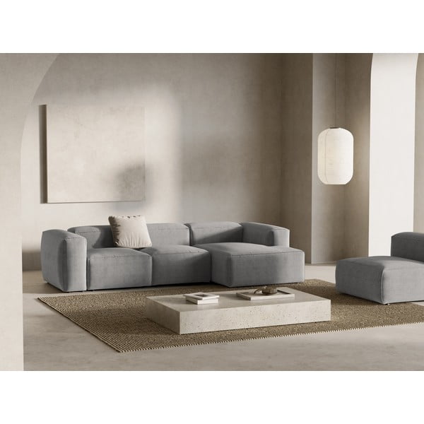 Svetlosivá menčestrová rohová pohovka (pravý roh/s leňoškou) Bergamo – Cosmopolitan Design-image-1