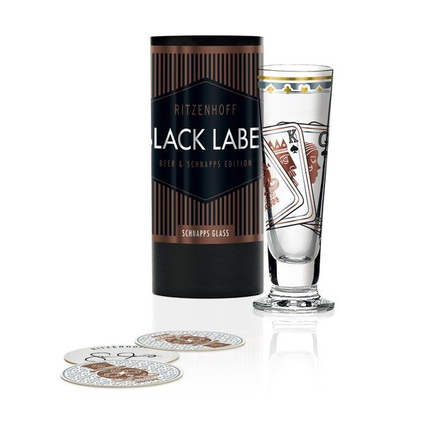 Set štamperlíka z krištáľového skla a 5 podtáciek Ritzenhoff Sascha Morawetz, 50 ml-image-1