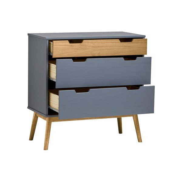 Sivá komoda z masívneho borovicového dreva Marckeric Baku, výška 82 cm-image-3