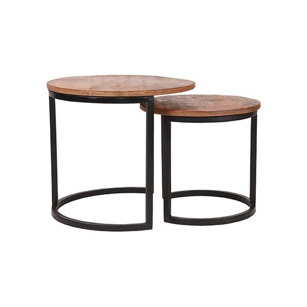 Sada 2 odkladacích stolíkov z mangového dreva LABEL51 Coffee, ⌀ 40 cm a ⌀ 50 cm