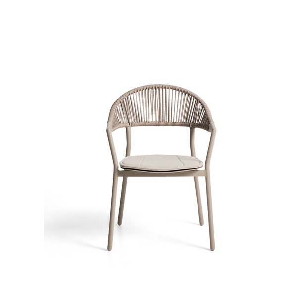 Taupe polstrovaná záhradná stolička Alimia – Kave Home-image-4