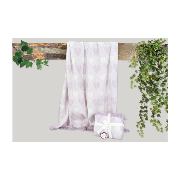 Fialová deka s prímesou bavlny Dolce Bonita Kalp, 155 × 125 cm