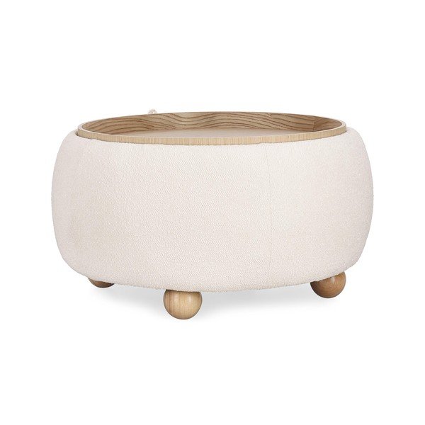 Krémovobiely taburet z textílie buklé Irisha – Bizzotto-image-2