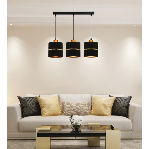 Čierne závesné svietidlo s textilným tienidlom ø 15 cm Assam – Candellux Lighting-image-1