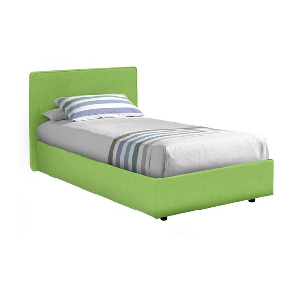 Zelená jednolôžková posteľ s úložným priestorom a matracom 13Casa Ninfea, 80 x 190 cm