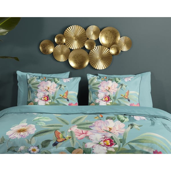 Modré obliečky na jednolôžko/predĺžené z bavlneného saténu 140x220 cm Fungi – Descanso-image-2