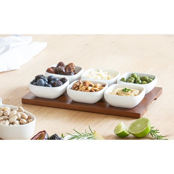 Biela porcelánová servírovacia súprava 6 ks Essentials – Ladelle-image-1