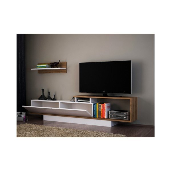 Biela/prírodná TV súprava 180x55 cm Asos – Woody Fashion-image-2