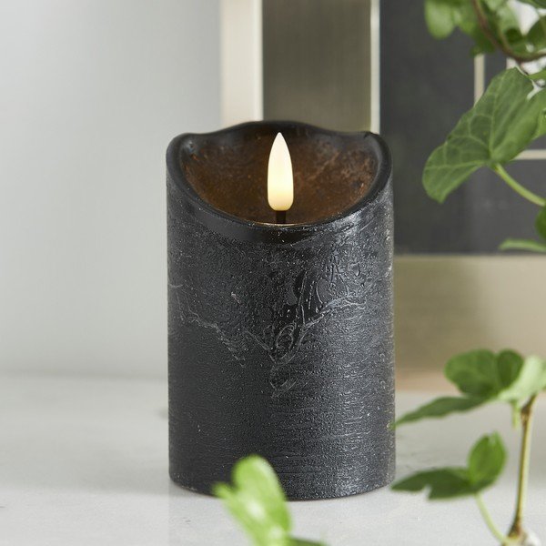 Čierna vosková LED sviečka Star Trading Flamme Rustic, výška 12,5 cm-image-1