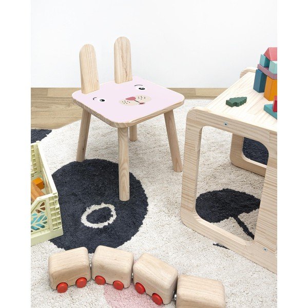 Detská stolička z masívnej borovice Little Nice Things Rose Bunny-image-1