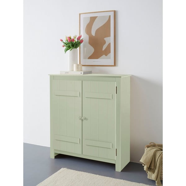 Svetlozelená skrinka z borovicového dreva 100x110 cm Bertram – Støraa-image-1