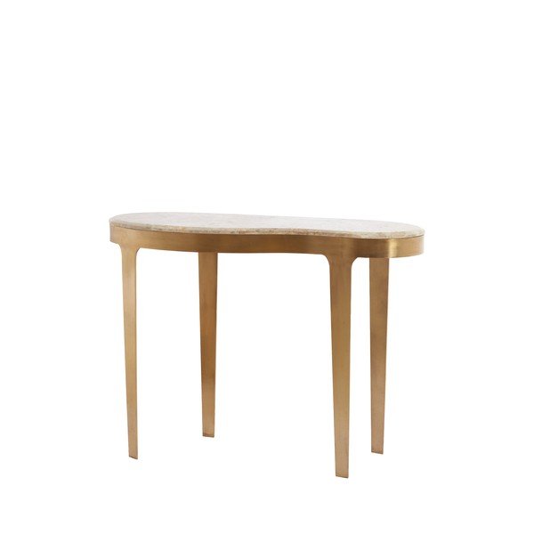 Konzolový stolík s mramorovou doskou v bronzovej farbe/taupe 40x110 cm Giulio – Light & Living