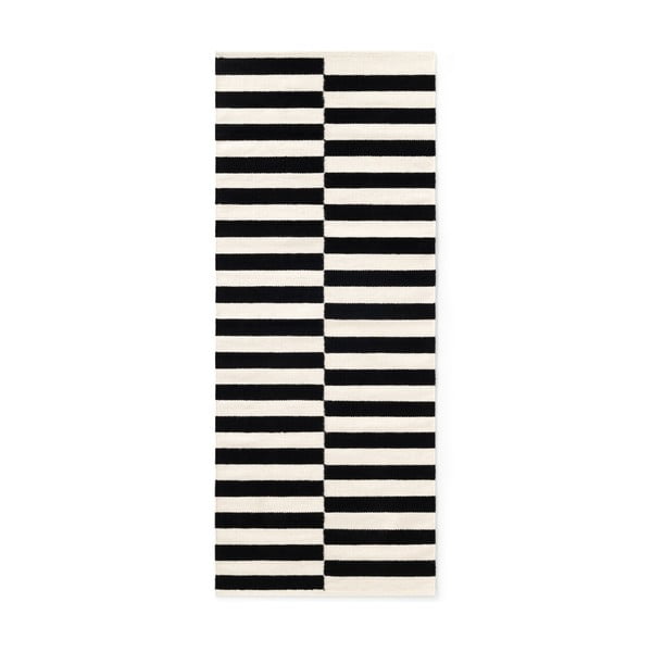 Čierno-biely obojstranný ručne tkaný vlnený behúň 80x200 cm Donna – Hanse Home