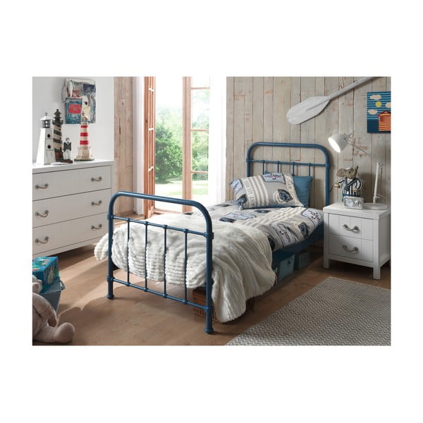 Modrá kovová detská posteľ Vipack New York, 90 × 200 cm-image-2