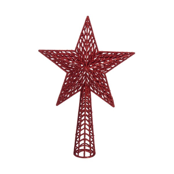 Červená vianočná špička na stromček Casa Selección, ø 18 cm