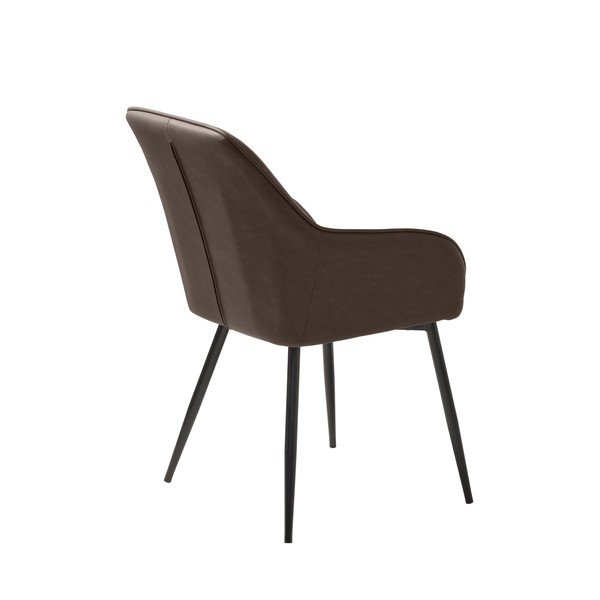 Tmavohnedé čalúnené jedálenské kreslo s podrúčkami Melfort – Unique Furniture-image-3