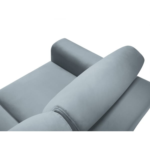 Svetlomodrá zamatová rozkladacia/s úložným priestorom rohová pohovka Kyoto – Cosmopolitan Design-image-4