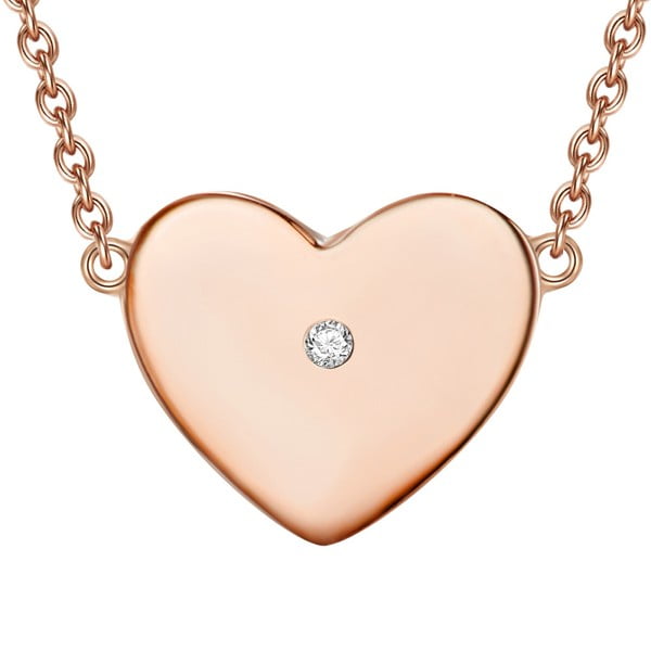 Strieborný náhrdelník vo farbe ružového zlata s pravým diamantom Tess Diamonds Floriana, dĺžka 50 cm