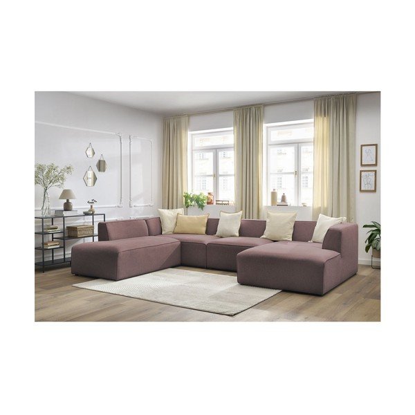 Ružová modulárna rohová pohovka (ľavý roh/do tvaru "U") Megeve – Bobochic Paris-image-4