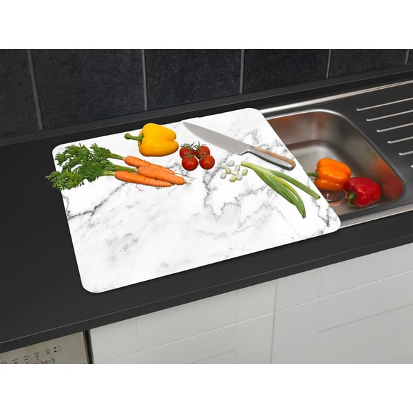 Kryt na stenu pri sporáku z tvrdeného skla 50x56 cm Marble – Wenko-image-2