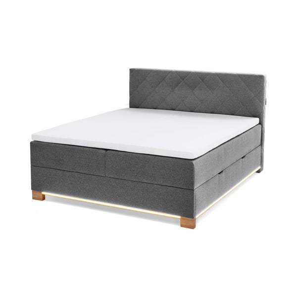 Sivá boxspring posteľ s úložným priestorom 180x200 cm Messina – Meise Möbel