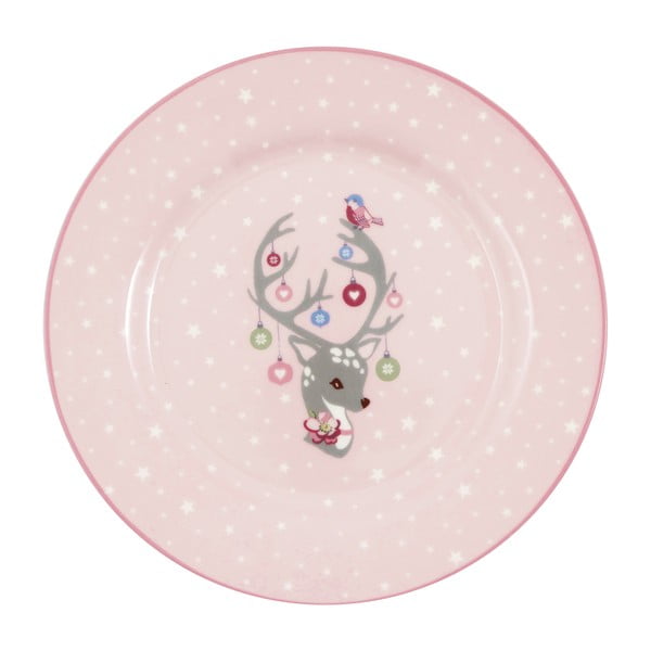 Ružový detský kameninový tanier Green Gate Dina, ø 20 cm