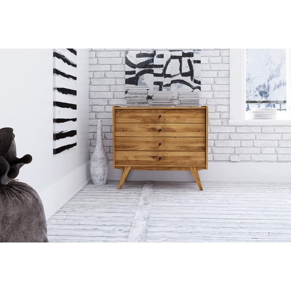 Nízka komoda z dubového dreva 100x90 cm Retro - The Beds-image-1