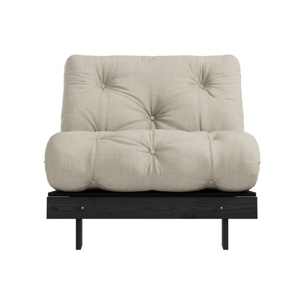 Rozkladacie kreslo s ľanovým poťahom Karup Design Roots Black/Linen-image-3