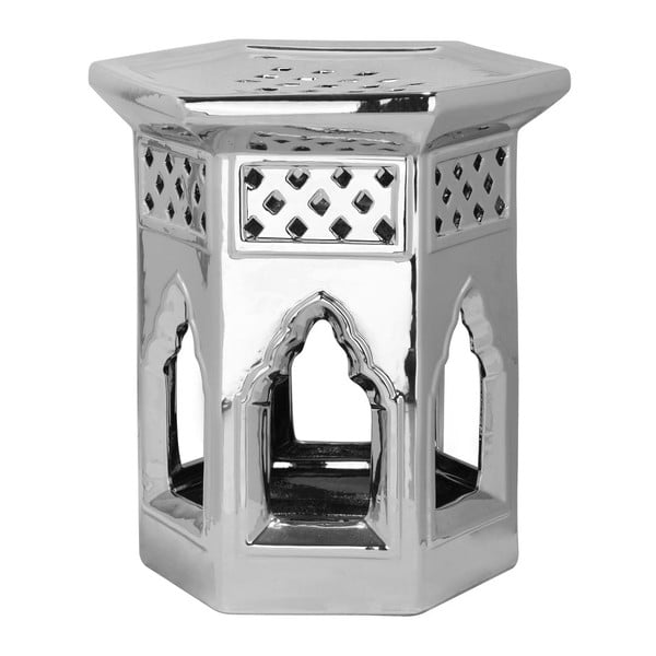 Keramický odkladací stolík vhodný do exteriéru v striebornej farbe Safavieh Moroccan
