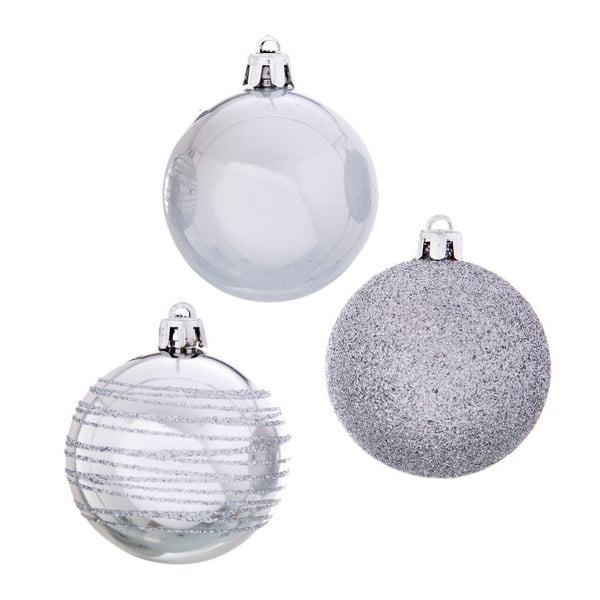 Sada 6 vianočných ozdôb v striebornej farbe Ixia Silver
