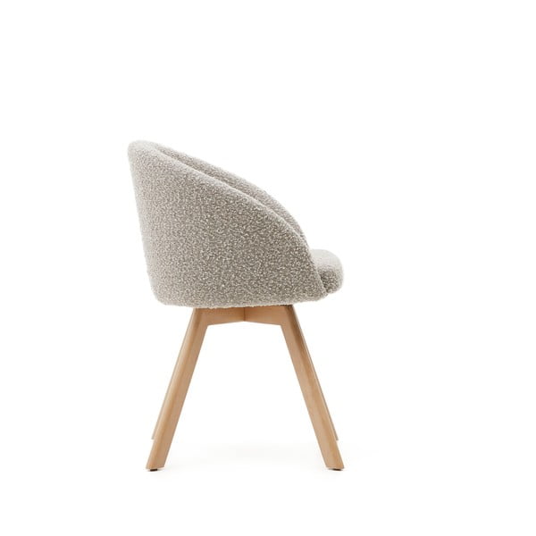 Sivé čalúnené jedálenské kreslo s podrúčkami Marvin – Kave Home-image-3