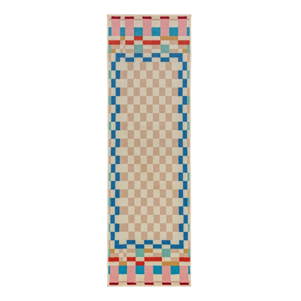 E-shop Behúň s prímesou vlny 80x300 cm Checkered Border – Flair Rugs