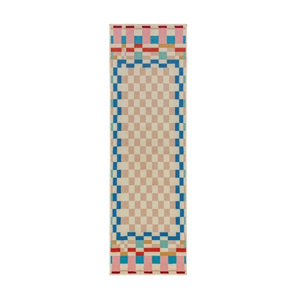 Behúň s prímesou vlny 80x300 cm Checkered Border – Flair Rugs