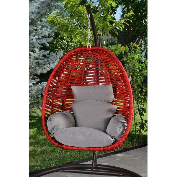 Červeno-sivé závesné záhradné kreslo Findik – Floriane Garden-image-3
