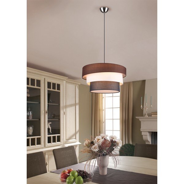 Sivo-hnedé závesné svietidlo s textilným tienidlom ø 45 cm Ibis – Trio-image-1