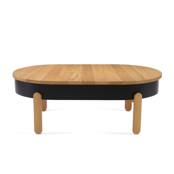 Prírodno-čierny odkladací stolík z dubového dreva s úložným priestorom Woodendot Batea L