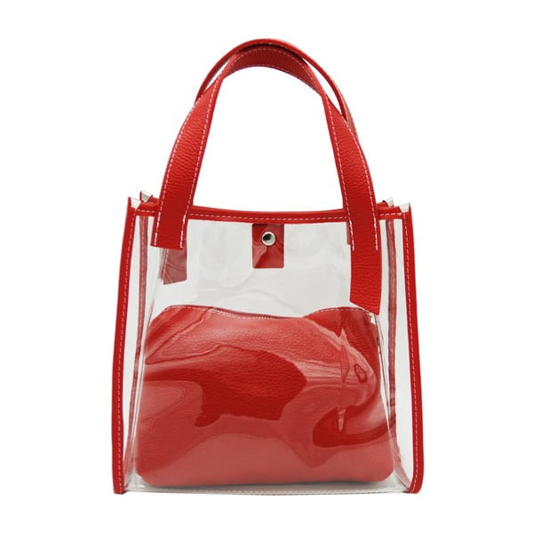 Červená kabelka z pravej kože Andrea Cardone Transpa Largo
