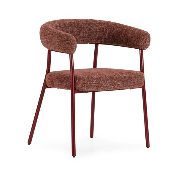 Terakotové čalúnené jedálenské kreslá v súprave s podrúčkami 2 ks Yuri – MOME