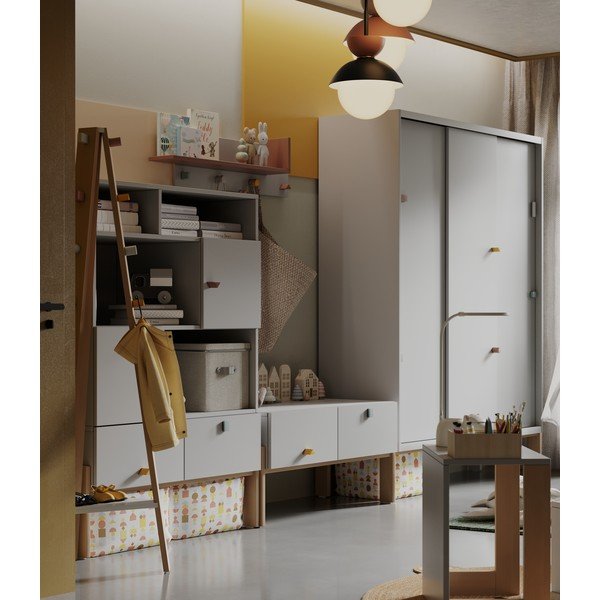 Svetlosivý/v prírodnej farbe detský vešiak z bukového dreva Cube - Pinio-image-2