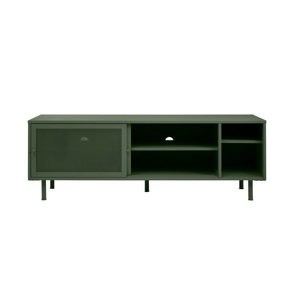 Tmavozelený kovový TV stolík 160x55 cm Veep – Unique Furniture-image-3