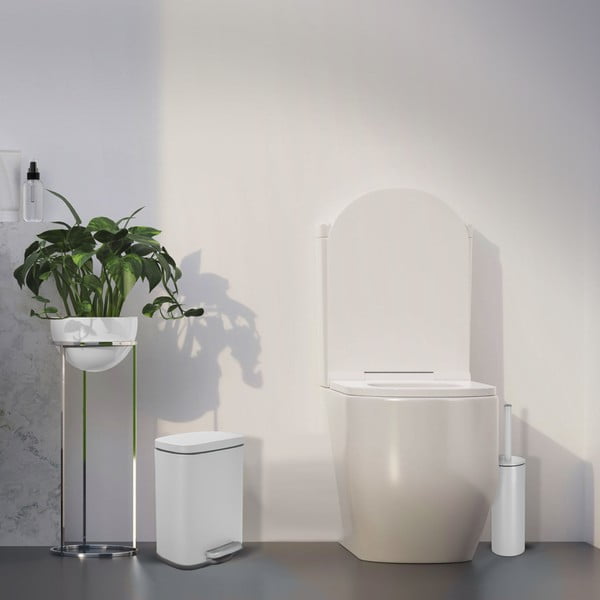 Matne biely nášľapný oceľový odpadkový kôš 5 l Akira – Spirella-image-4